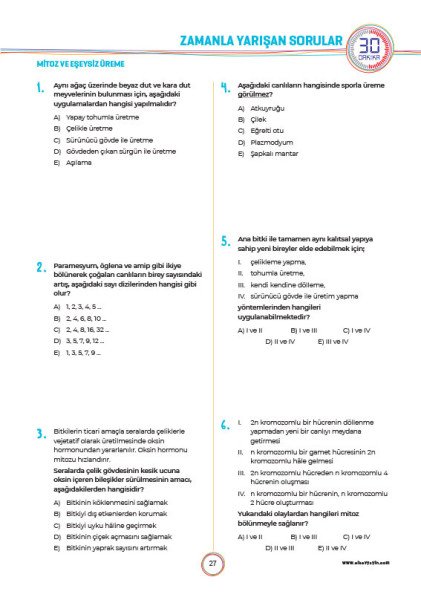 Sınav Yayınları 10. Sınıf Biyoloji Soru Bankası