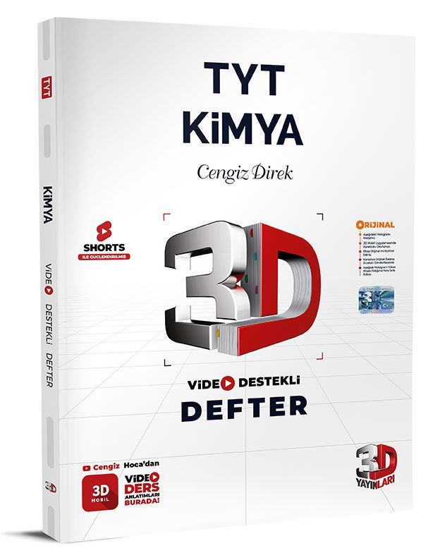 3D Yayınları TYT Kimya Video Destekli Defter