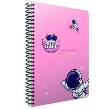 Gıpta Happiness Spiralli Pembe Karton Kapak 80 Yaprak A5 Çizgili Defter