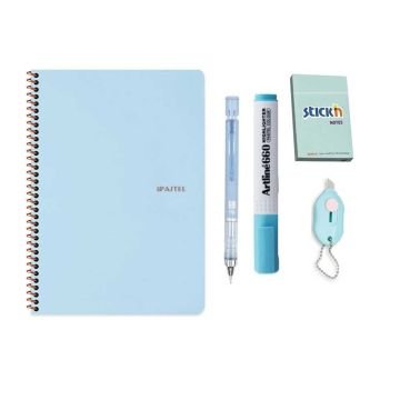 Keskin Color Pastel Note Spiralli Pastel Mavi Plastik Kapak 60 Yaprak A4 Kareli Defter Seti