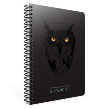 Gıpta Glow Notes Baykuş Spiralli Karton Kapak 100 Yaprak A4 Çizgili Defter