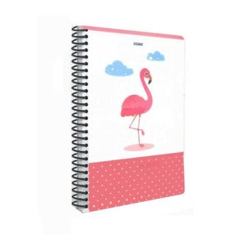 Gıpta Magenta Spiralli Flamingo Plastik Kapak 80 Yaprak 19*26 Çizgili Defter Model-2