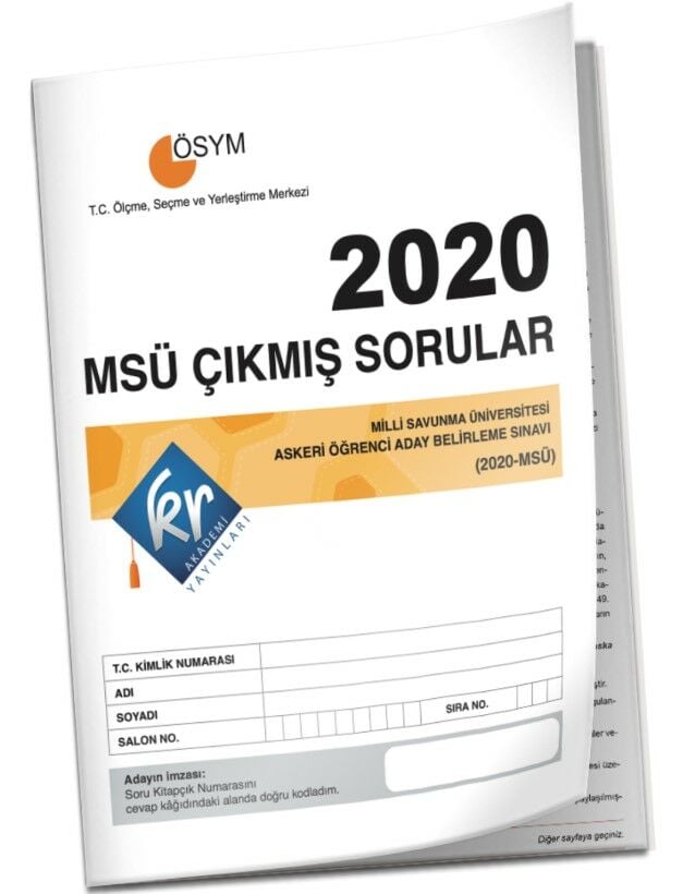 KR Akademi 2020 MSÜ Tıpkı Basım Çıkmış Sorular Kitapçığı