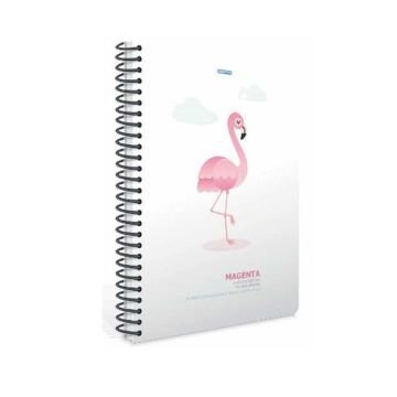 Gıpta Magenta Flamingo Spiralli Plastik Kapak 100 Yaprak 19x26 Kareli Defter Model-4