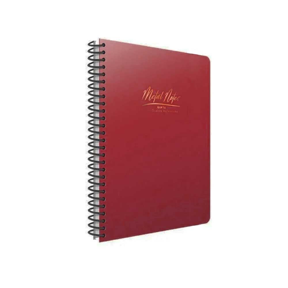 Gıpta Metal Notes Bordo Spiralli Plastik Kapak 80 Yaprak A4 Çizgili Defter