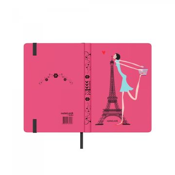 NoteLook İplik Dikişli Paris'i Seviyorum Sert Kapak 100 Yaprak A6 Çizgisiz Defter