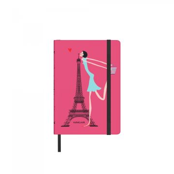 NoteLook İplik Dikişli Paris'i Seviyorum Sert Kapak 100 Yaprak A6 Çizgili Defter