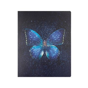 Keskin Color Butterfly Ciltli Mavi Kelebek Kuşe Kapak 80 Yaprak 20*25 Kareli Defter