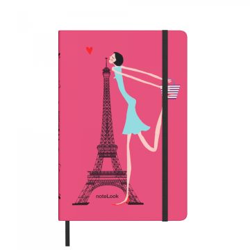 NoteLook İplik Dikişli Paris'i Seviyorum Sert Kapak 100 Yaprak A5 Çizgisiz Defter