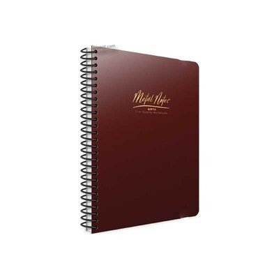 Gıpta Metal Notes Bordo Spiralli Plastik Kapak 100 Yaprak A4 Kareli Defter