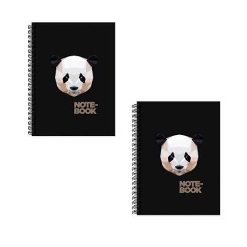 Keskin Color Jungle Spiralli Panda Sert Kapak 100 Yaprak 17*24 Çizgili Kareli 2'li Defter Seti