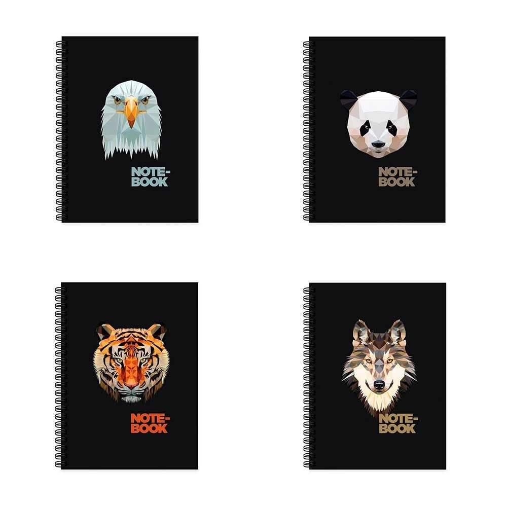 Keskin Color Jungle Spiralli Sert Kapak 100 Yaprak 17*24 Çizgili 4'lü Defter Seti