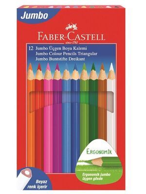 Faber Castell 12 Renk Jumbo Üçgen Gövde Kuru Boya Kalemi