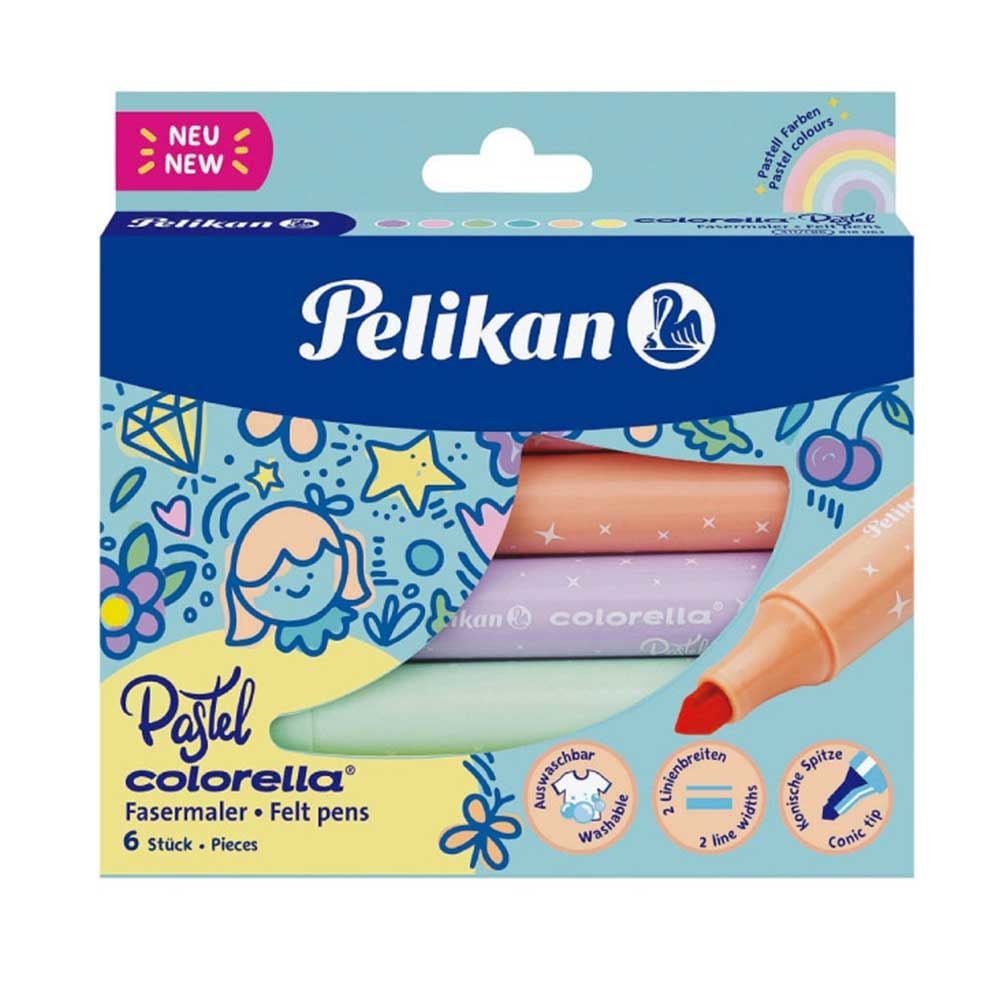 Pelikan 411 Coleralla Pastel 6 Renk Yıkanabilir Keçeli Kalem