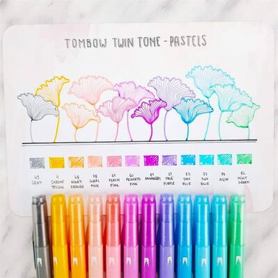 Tombow TwinTone Pastel Renkler Çift Uç 12 Renk Marker Kalem Seti