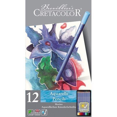 Cretacolor Marino 12 Renk Metal Kutulu Aquarelle Sulandırılabilir Boya Kalemi Seti 240 12