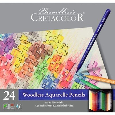 Cretacolor Woodless Aquarelle 24 Renk Metal Kutulu Sulandırılabilir Boya Kalemi Seti 250 24
