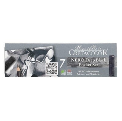 Cretacolor Nero Deep Black 7 Parça Metal Kutulu Profesyonel Çizim Seti 400 08