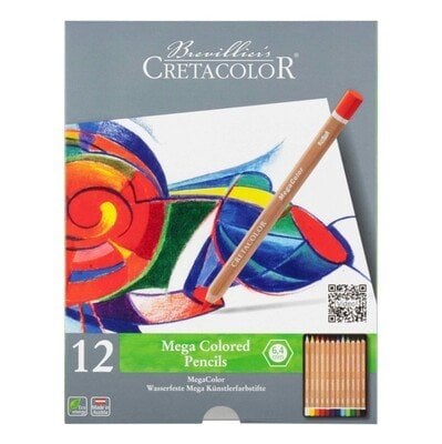 Cretacolor Mega Colored 6.4 mm 12 Renk Metal Kutulu Çizim Kalemi Seti 290 12
