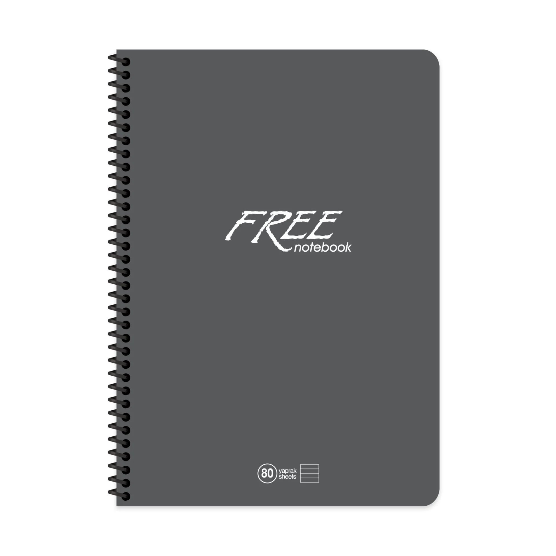 Keskin Color Free Spiralli Koyu Gri Plastik Kapak 80 Yaprak A4 Çizgili Defter