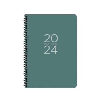 Keskin Color 2024 Spiralli Yeşil Sert Kapak 17*24 Günlük Ajanda