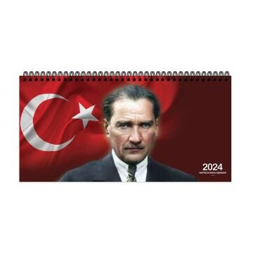 Keskin Color 2024 Spiralli Atatürk Karton Kapak 16*33 Haftalık Masa Ajandası