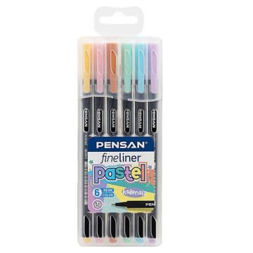 Pensan 6 Renk 0.4 mm Pastel Fineliner Kalem Seti