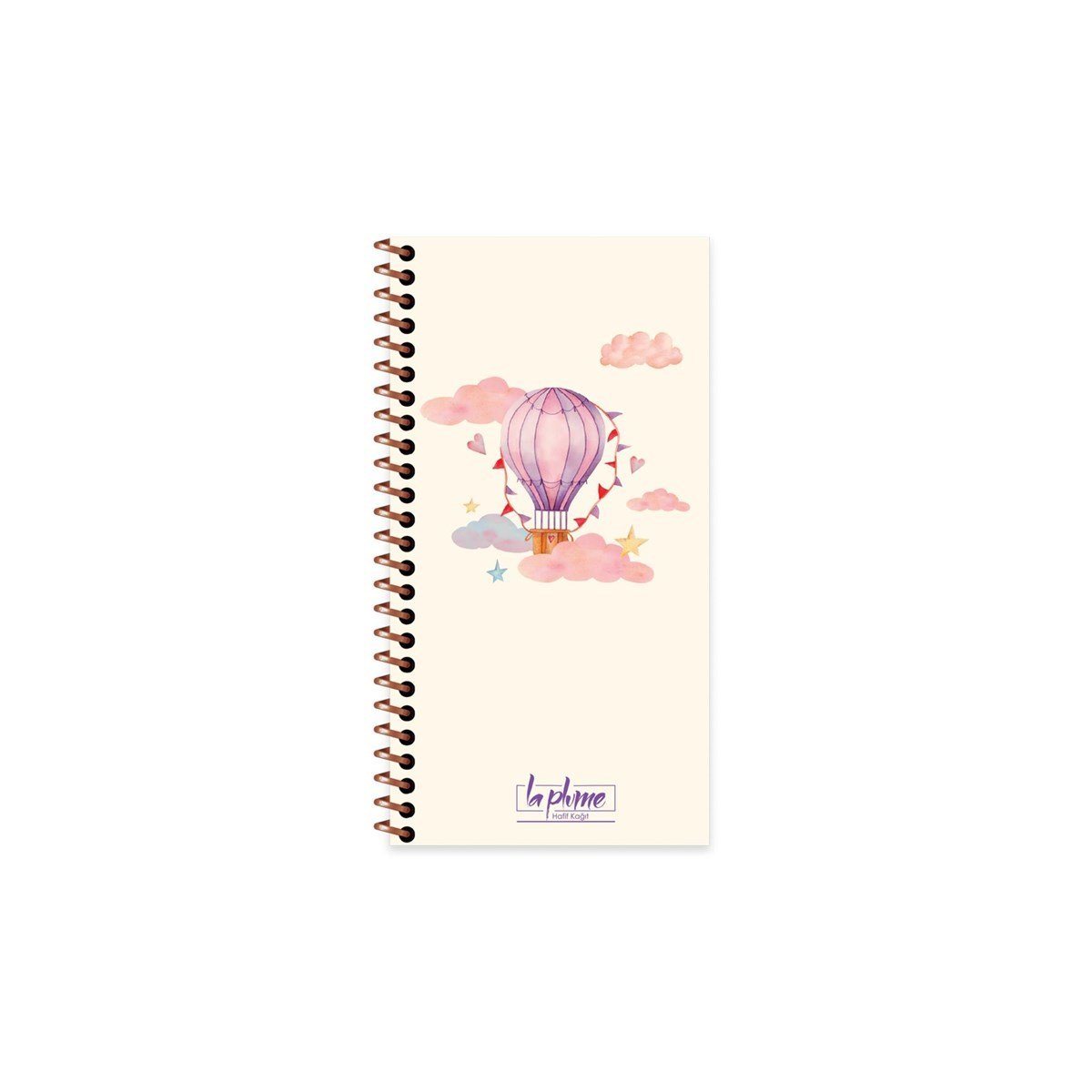 Keskin Color La Plume Spiralli Pembe Balon Sert Kapak 80 Yaprak 10*19 Çizgisiz Defter