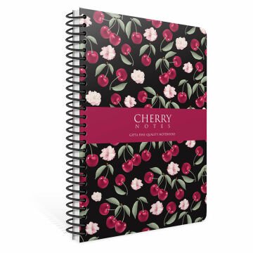 Gıpta Cherry Spiralli Siyah Sert Kapak 120 Yaprak 17*24 Çizgili Defter