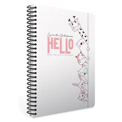 Gıpta White Notebook Spiralli Hello Karton Kapak 100 Yaprak A4 Kareli Defter