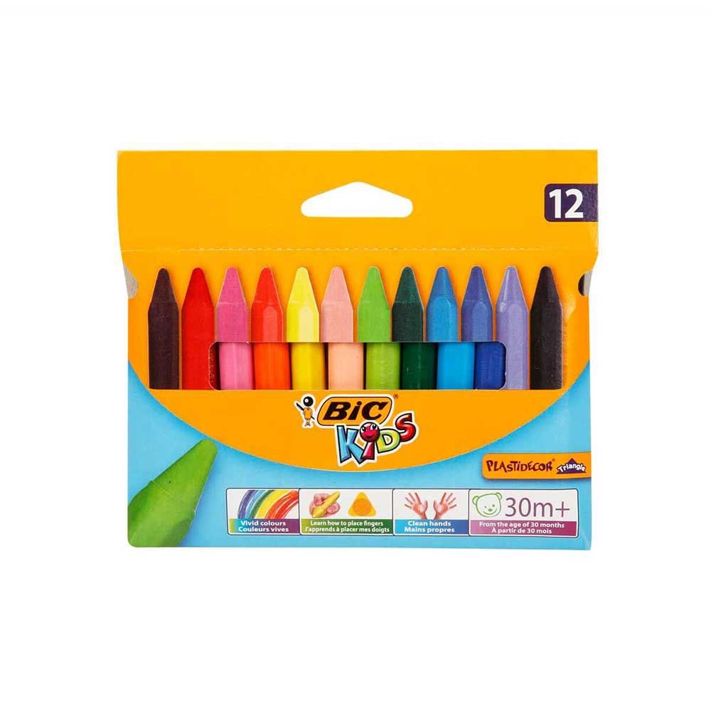 Bic Kids 12 Renk Elleri Kirletmeyen Üçgen Pastel Boya