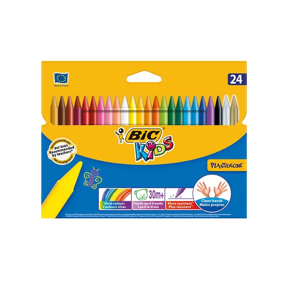 Bic Kids Plastidecor 24 Renk Elleri Kirletmeyen Üçgen Pastel Boya