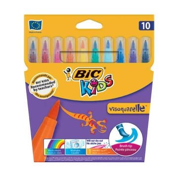 Bic Kids Vısaquarelle 10 Renk Fırça Uçlu Keçeli Kalem Seti