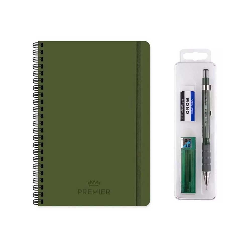 ﻿Tombow SH-300 Grip 0.7 Uçlu Kalem ve Keskin Color Premier Spiralli Sert Kapak 17*24 Çizgili Defter Seti