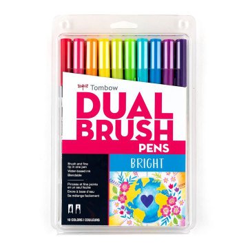 Tombow Dual Brush Çift Uç 10 Renk Parlak Renkler Keçeli Kalem Seti
