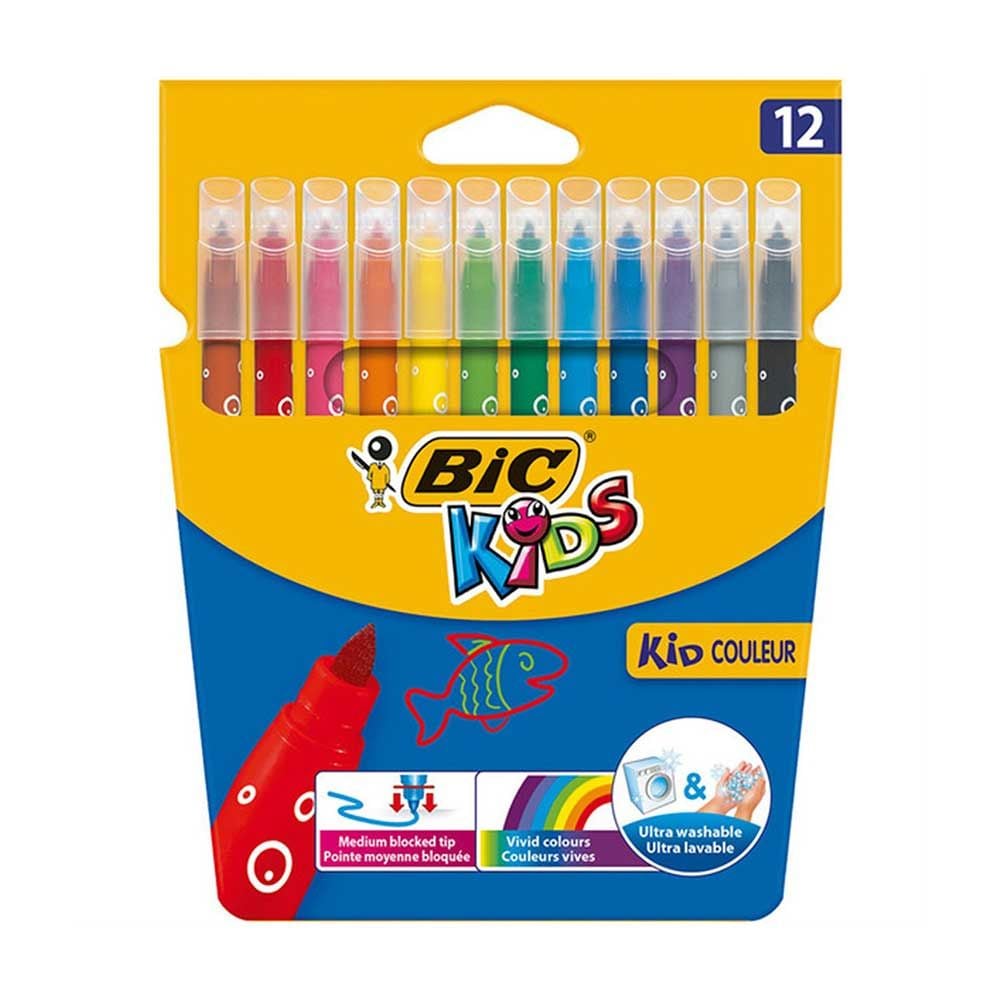 Bic Kids Kid Couleur 12 Renk Ultra Yıkanabilir Keçeli Boya Kalemi