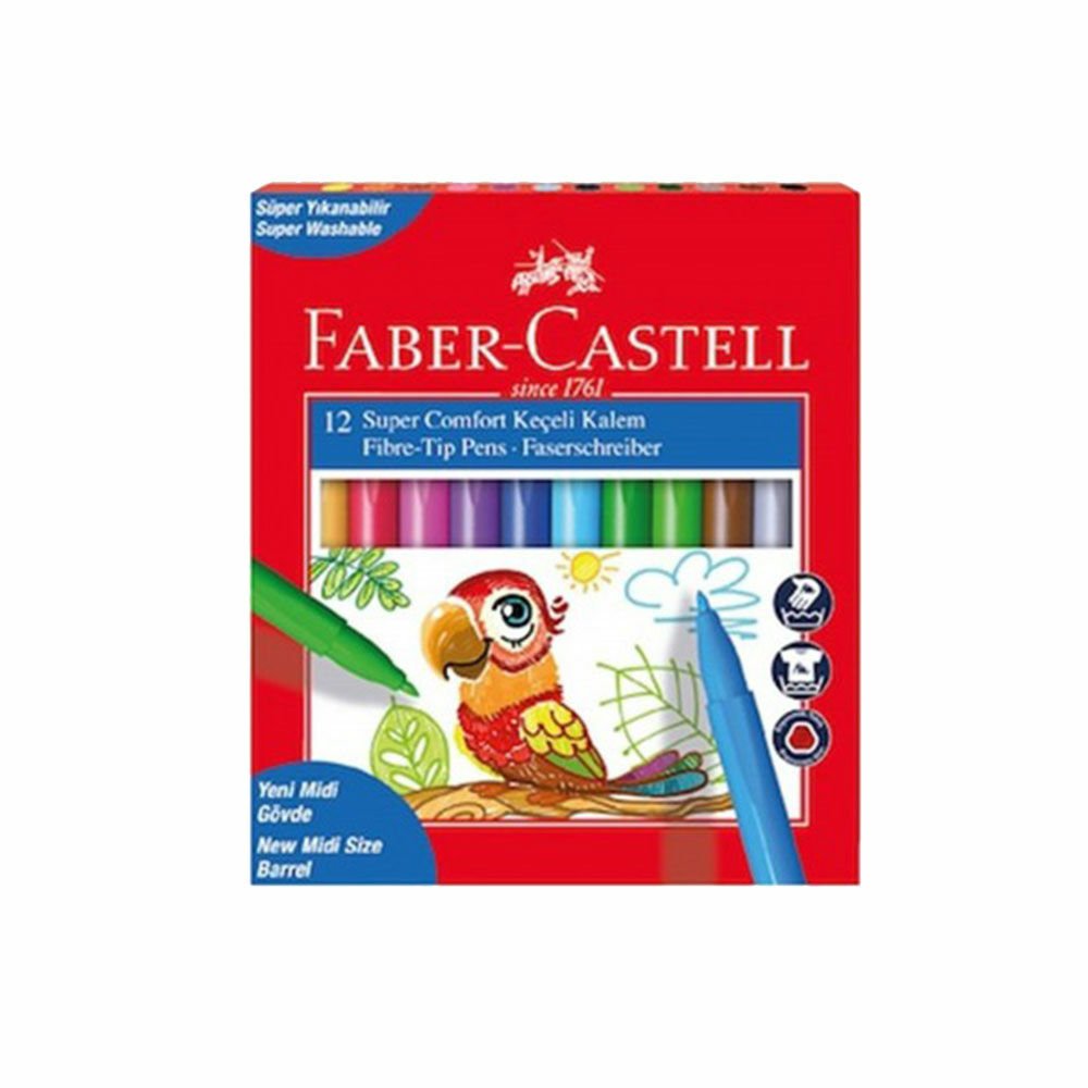 Faber Castell Comfort Yıkanılabilir 12 Renk Keçeli Kalem