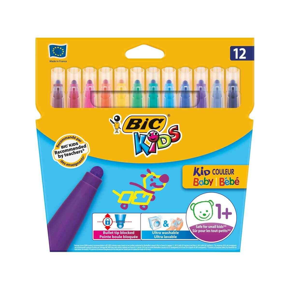 Bic Kids Baby 12 Renk Ultra Yıkanabilir Jumbo Keçeli Kalem