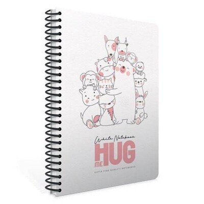 Gıpta White Notebook Spiralli Hug Me Karton Kapak 80 Yaprak A4 Çizgili Defter