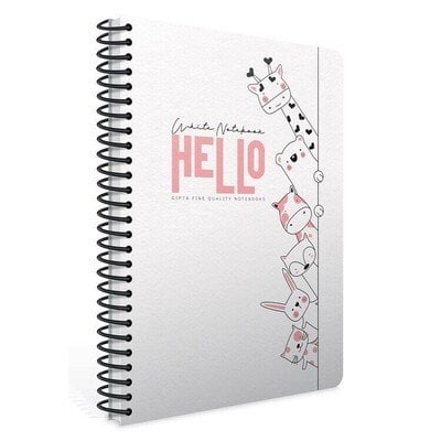 Gıpta White Notebook Spiralli Hello Karton Kapak 100 Yaprak A4 Çizgili Defter