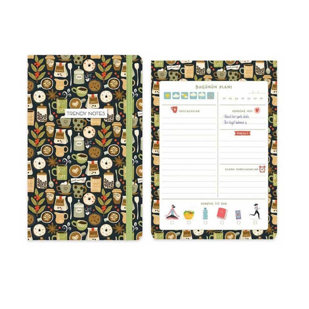 Keskin Color Coffee Time Ciltli 80 Yaprak 13*21 Çizgili Defter ve A5 Günlük Planlayıcı Set