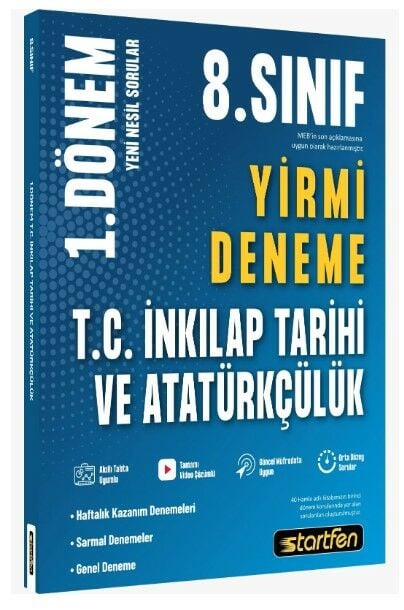 Startfen Yayınları 8. Sınıf LGS 1. Dönem T.C. İnkılap Tarihi ve Atatürkçülük 20 Deneme