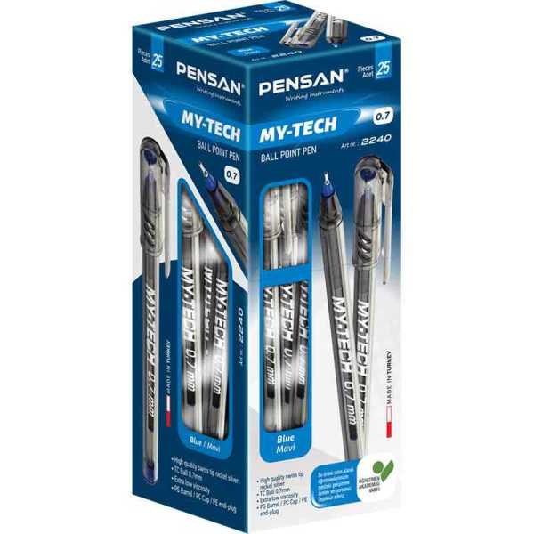 Pensan My-Tech 0.7 mm Mavi Tükenmez Kalem (25'li Paket)