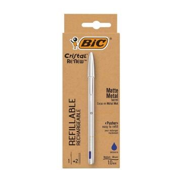 Bic Cristal Renew Metal 1.0 mm Mavi Tükenmez Kalem