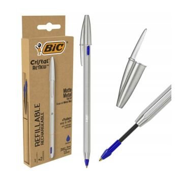 Bic Cristal Renew Metal 1.0 mm Mavi Tükenmez Kalem