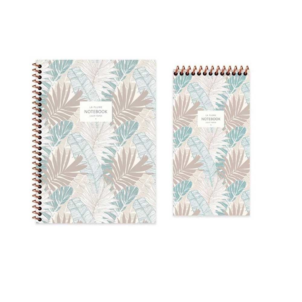 Keskin Color La Plume Leaves Spiralli Mavi 80 Yaprak 16,5*22,5 Kareli Defter ve Çizgili Bloknot