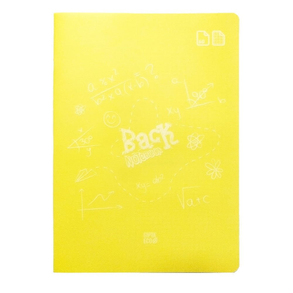 Gıpta Eco Back Notebook Dikişli Sarı Plastik Kapak 60 Yaprak A4 Kareli Defter