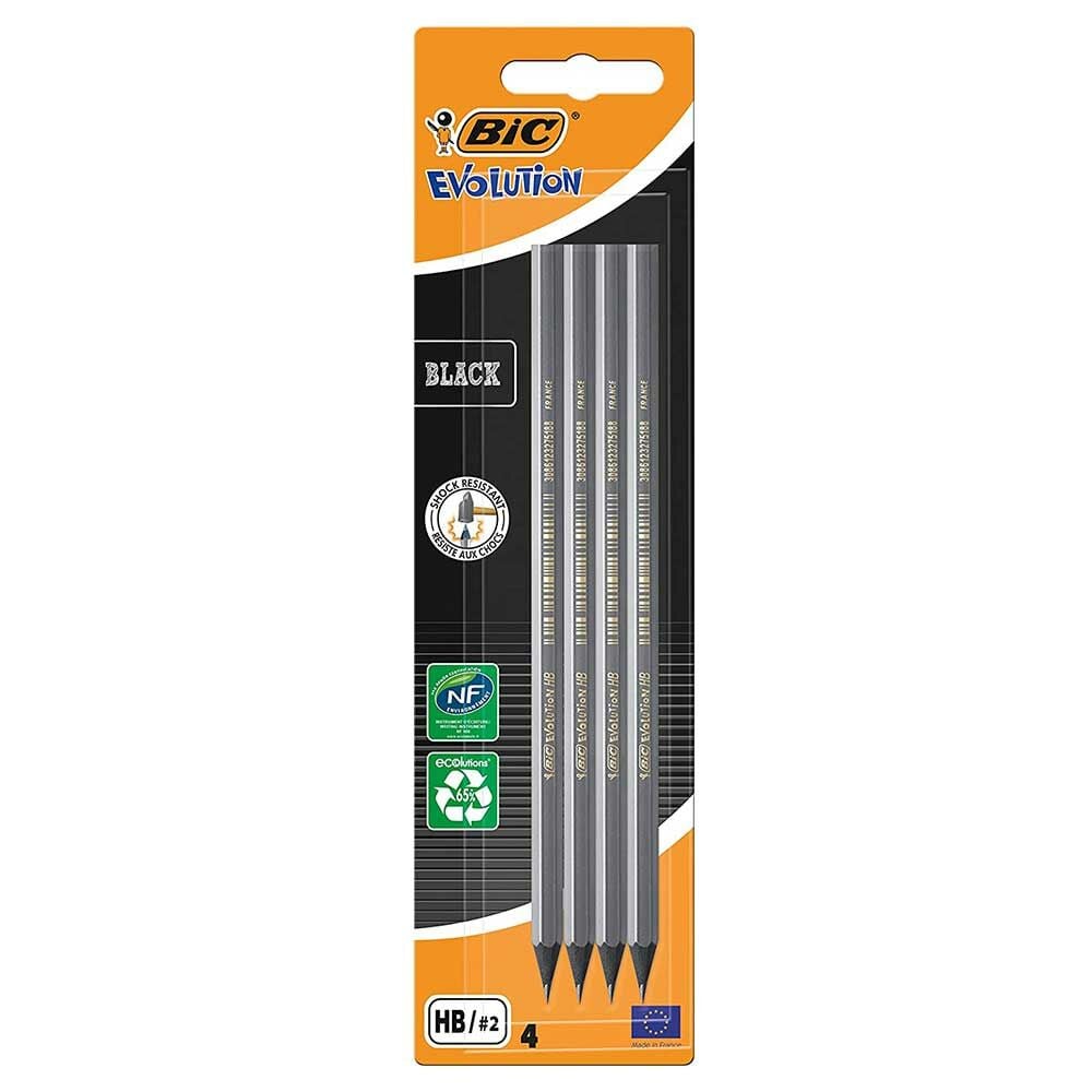 Bic Evolution Black HB Gri Gövde 4'lü Kurşun Kalem