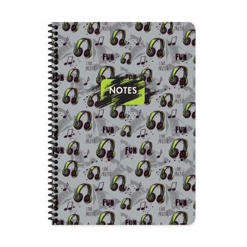 Keskin Color Cool Boys Love Music Spiralli Plastik Kapak 80 Yaprak A4 Çizgili Defter