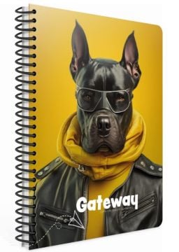 Gıpta Gateway Spiralli Pitbull Plastik Kapak 80 Yaprak A4 Kareli Defter